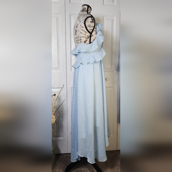 Chelsea 28 Women's Ruffle Neck Midi Dress in Blue Falls Size M - Picture 4 of 15